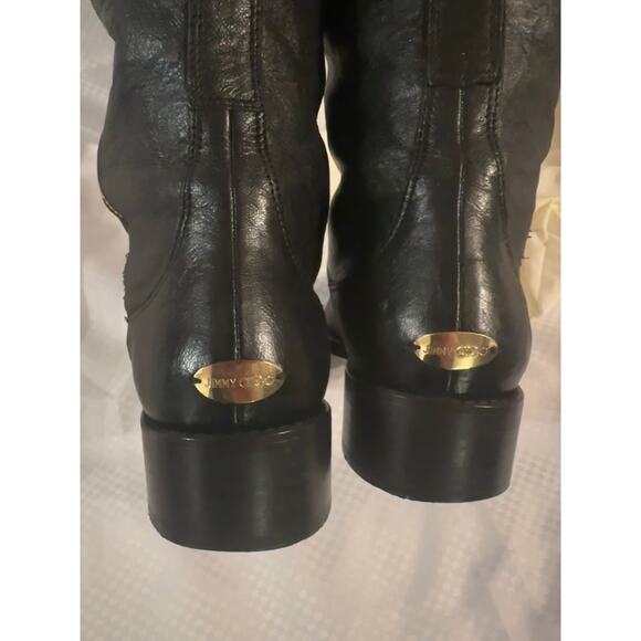 Jimmy Choo Black & Gold Tall Boots. Sz 40 - Picture 8 of 16